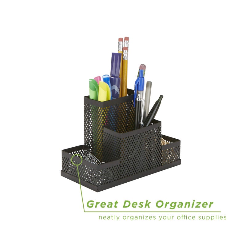 Mind Reader EMPORG2-BLK 2 Piece Cup  Pen  Pencil  Paperclip  Thumbtack Holder  Office Supplies Storage Organizer  Sticky Notes  Index Cards  Black  2 Count - Image 2